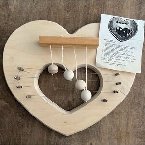 Vintage Swedish Handcrafted Wooden Heart Shaped Door Harp USA made